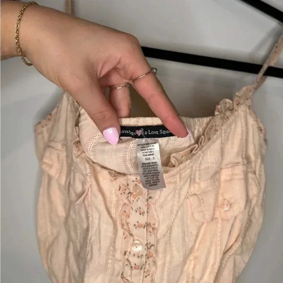 VINTAGE Cottage Core Love Squared Pink Floral Blouse - Picture 4 of 8